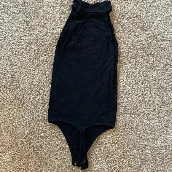 Free People Clear Mind Pointelle Mockneck Bodysuit in Black - Picture 9 of 11